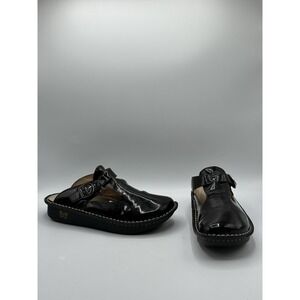 Women's Alegria Patent Leather Brown Tortoise Shell T-Strap Slip-on Mules Sz 42